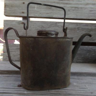 LOT 225  ANTIQUE LANTERN & OIL OR GAS PAIL. (SG)