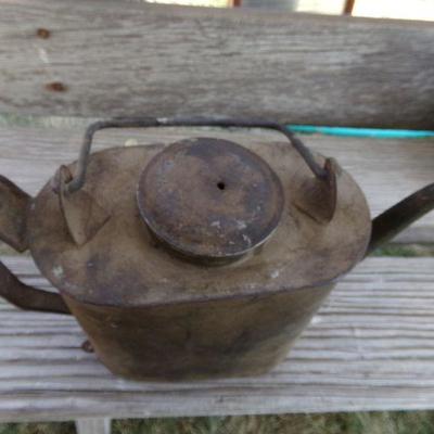 LOT 225  ANTIQUE LANTERN & OIL OR GAS PAIL. (SG)