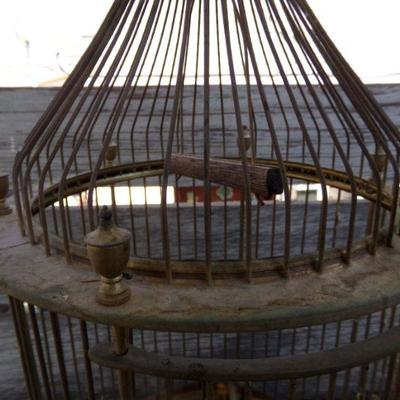 LOT 228  ANTIQUE BRASS BIRD CAGE. (SG)