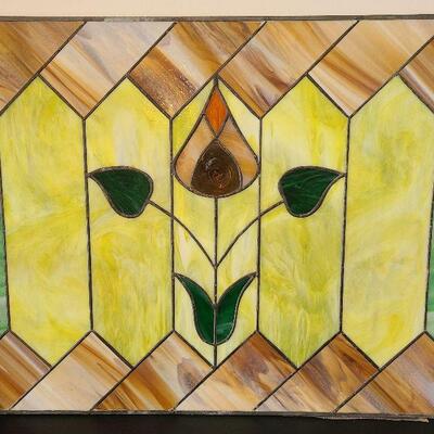 G50: Yellow & Green Stained Glass Panel