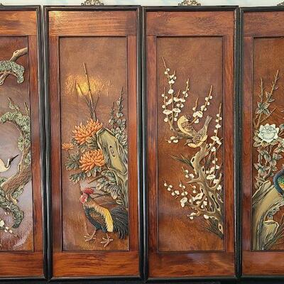 G53: 4 Panel Wood Carved Art
