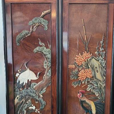 G53: 4 Panel Wood Carved Art