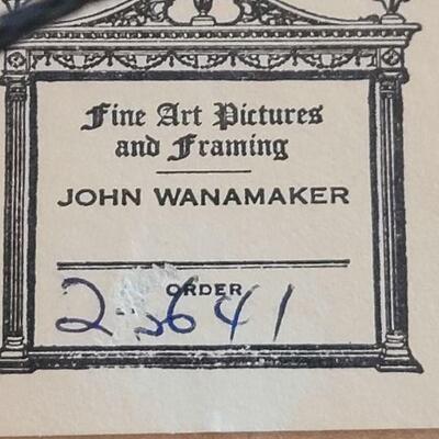 G67:  Antique John Wanamaker Wood Framed Mirror.