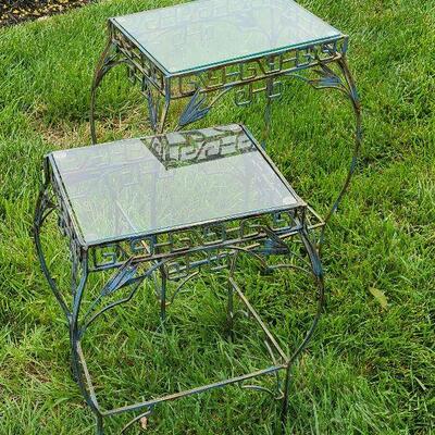 G88:  Glass Stacking Tables with Bamboo Design
