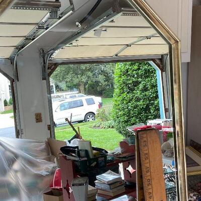 G98:  Gold Bamboo Metal Standing Mirror
