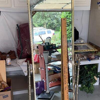 G98:  Gold Bamboo Metal Standing Mirror