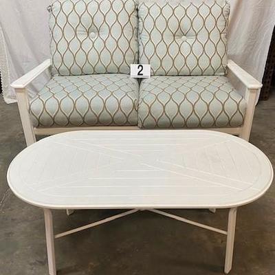 LOT#R2: Windward Outdoor Loveseat & Table (Purchased from Leaders)