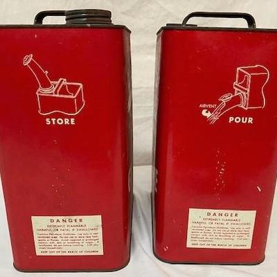 LOT#T16: 2 Vintage E-Z Pour Eagle Gas Filler Cans