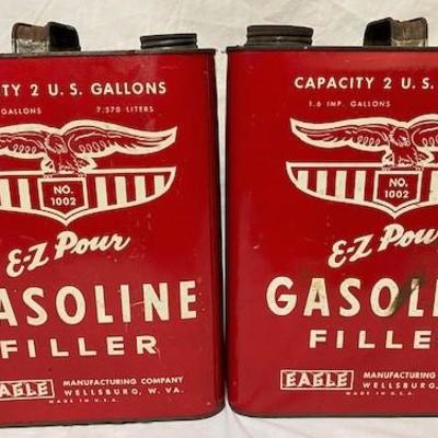 LOT#T16: 2 Vintage E-Z Pour Eagle Gas Filler Cans
