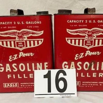 LOT#T16: 2 Vintage E-Z Pour Eagle Gas Filler Cans