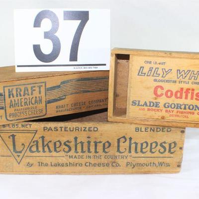 LOT#T37: Lakeshire Cheese, Lily White Codfish & Kraft American Cheese Box Lot