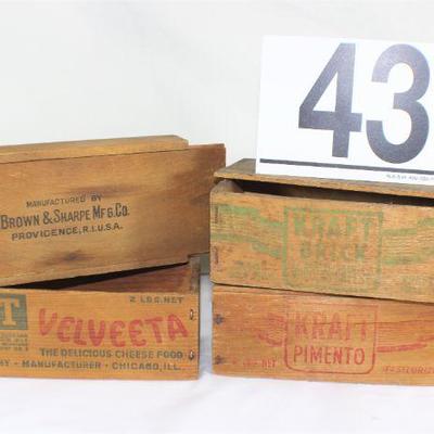 LOT#T43: Kraft Cheese Box Lot & Brown&Sharpe Micrometer Case