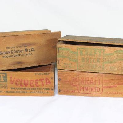 LOT#T43: Kraft Cheese Box Lot & Brown&Sharpe Micrometer Case