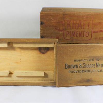 LOT#T43: Kraft Cheese Box Lot & Brown&Sharpe Micrometer Case