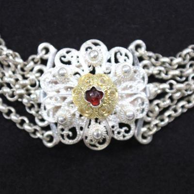 LOT#A46: Stamped .925 Silver Choker with Vermeil Accent