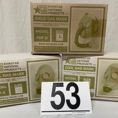 LOT#A53: Set of 3 NOS Gas Masks