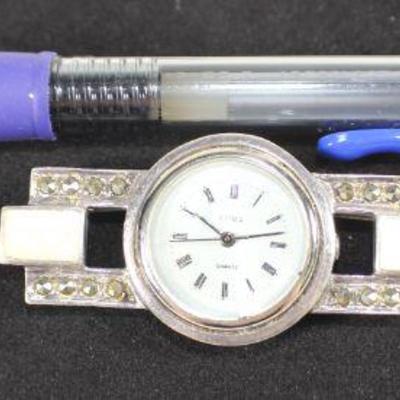 LOT#A54: Marked .925 Boma Watch Brooch 
