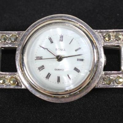 LOT#A54: Marked .925 Boma Watch Brooch 