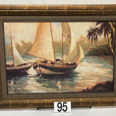 LOT#R95: Singed Paulo Sailboat Artwork