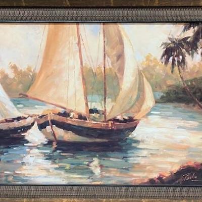 LOT#R95: Singed Paulo Sailboat Artwork