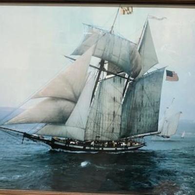 LOT#A101: Believed to be Framed Picture of Pride of Baltimore Sailing Ship