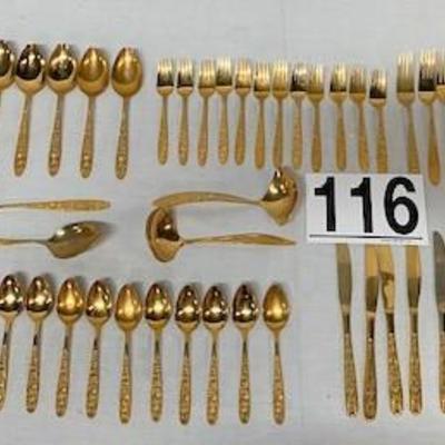 LOT#A116: Gold Plated Flatware