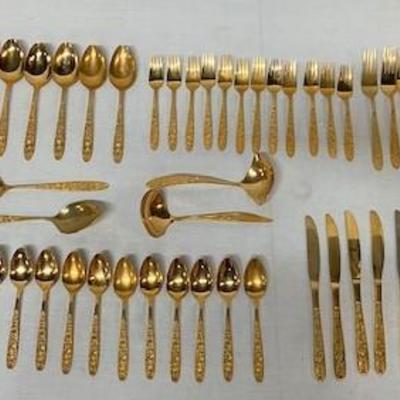 LOT#A116: Gold Plated Flatware
