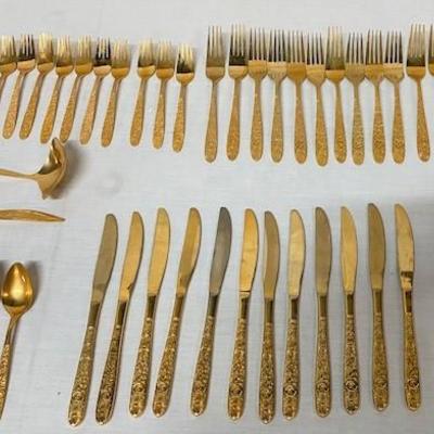 LOT#A116: Gold Plated Flatware
