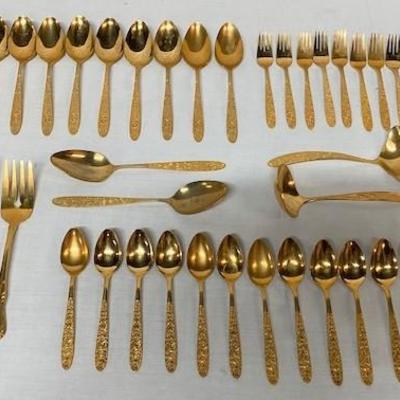 LOT#A116: Gold Plated Flatware