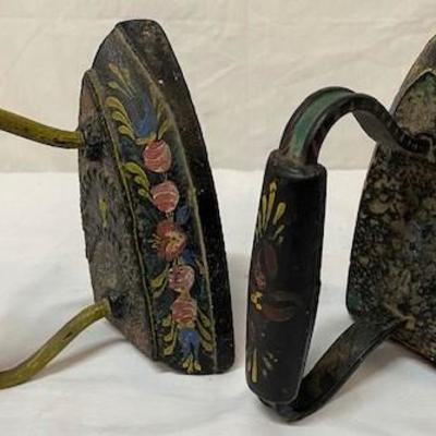 LOT#C120: Pair of Antique Painted Irons