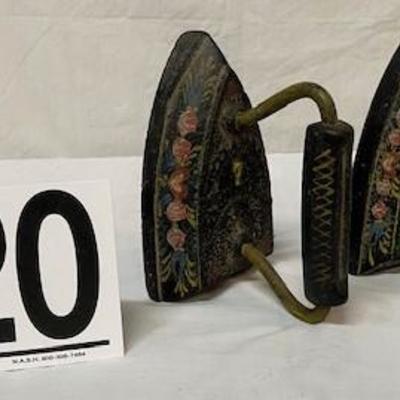 LOT#C120: Pair of Antique Painted Irons