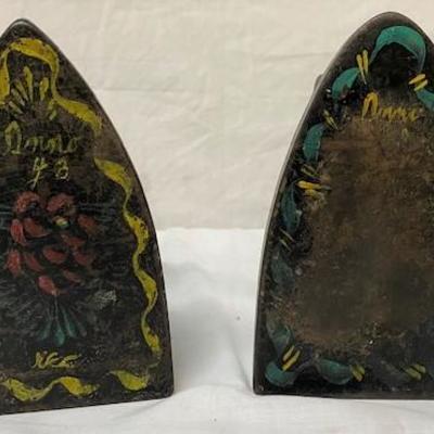 LOT#C120: Pair of Antique Painted Irons