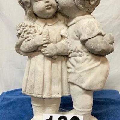 LOT#R122: Boy Giving Gift to Girl Yard Statue