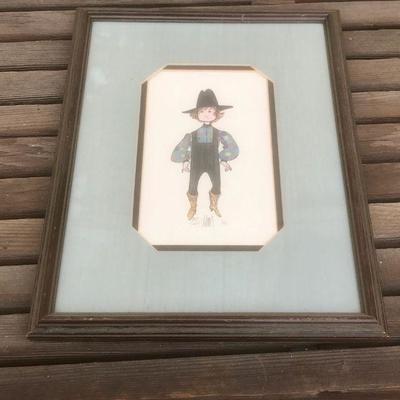 1984 Limited Edition P Buckley Moss print, framed, Amish man or child 12