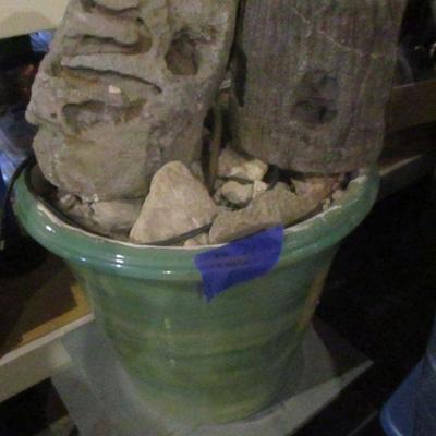 Lot 213 - Large 19" Concrete Planter With Landscape Rocks (Stand Not Included)