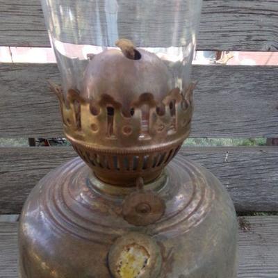LOT 234  ANTIQUE BRASS OIL LAMP