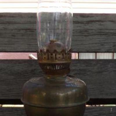 LOT 234  ANTIQUE BRASS OIL LAMP