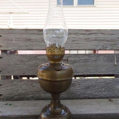 LOT 234  ANTIQUE BRASS OIL LAMP