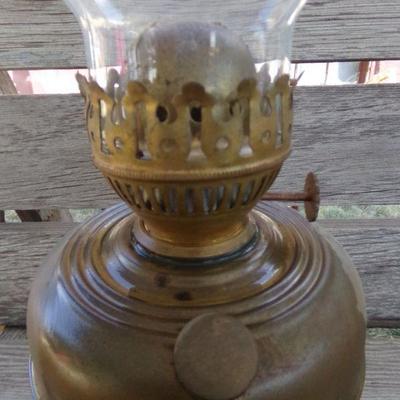LOT 234  ANTIQUE BRASS OIL LAMP