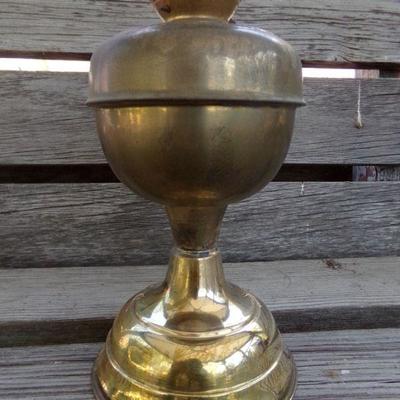 LOT 234  ANTIQUE BRASS OIL LAMP