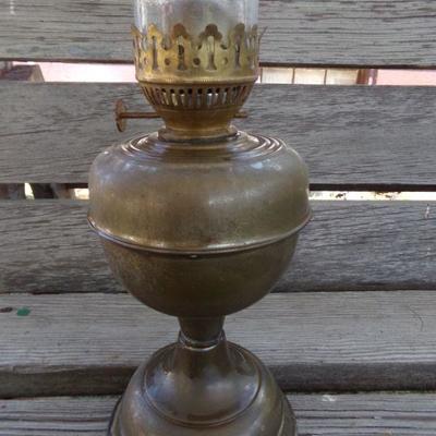 LOT 234  ANTIQUE BRASS OIL LAMP