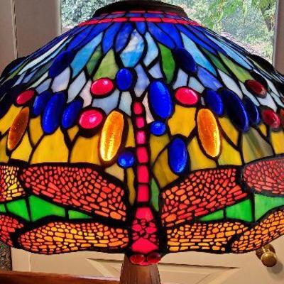 WOW stunning well made reproduction Tiffany Dragonfly Lamp - This is HUGE! 