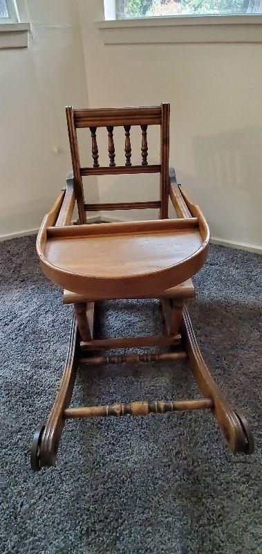 Antique Rocking Chair High Chair Victorian Wooden Metamorphic Chair Antique Rocker Baby Chair Old Chair Old Rocker For Babies Rocker EstateSales