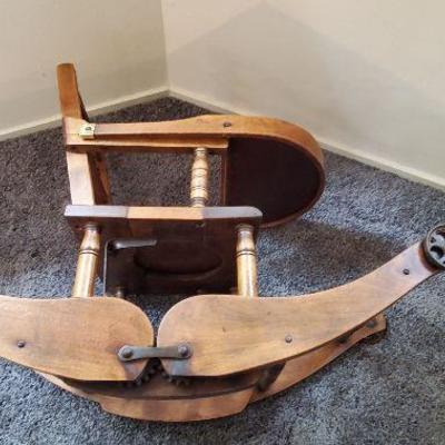 Antique Rocking Chair, High Chair, Victorian Wooden Metamorphic Chair, Antique Rocker, Baby Chair, Old Chair, Old Rocker For Babies, Rocker 