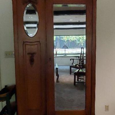 Mirrored Armoire `- Wooden Rose