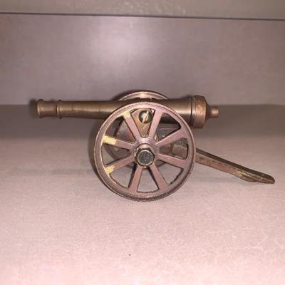 Antique brass cannon knickknack