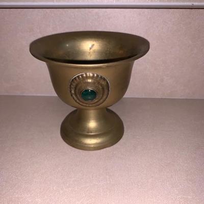 Small brass cup with three gems