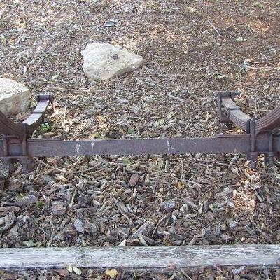 Y-4  ANTIQUE WOODEN RIMMED WHEELS AND AXLE