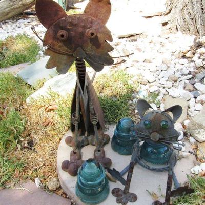 Y-9  KITTY CATS AND INSULATOR YARD ART