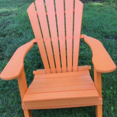 232: Orange Poly Resin Folding Adirondack Chair 